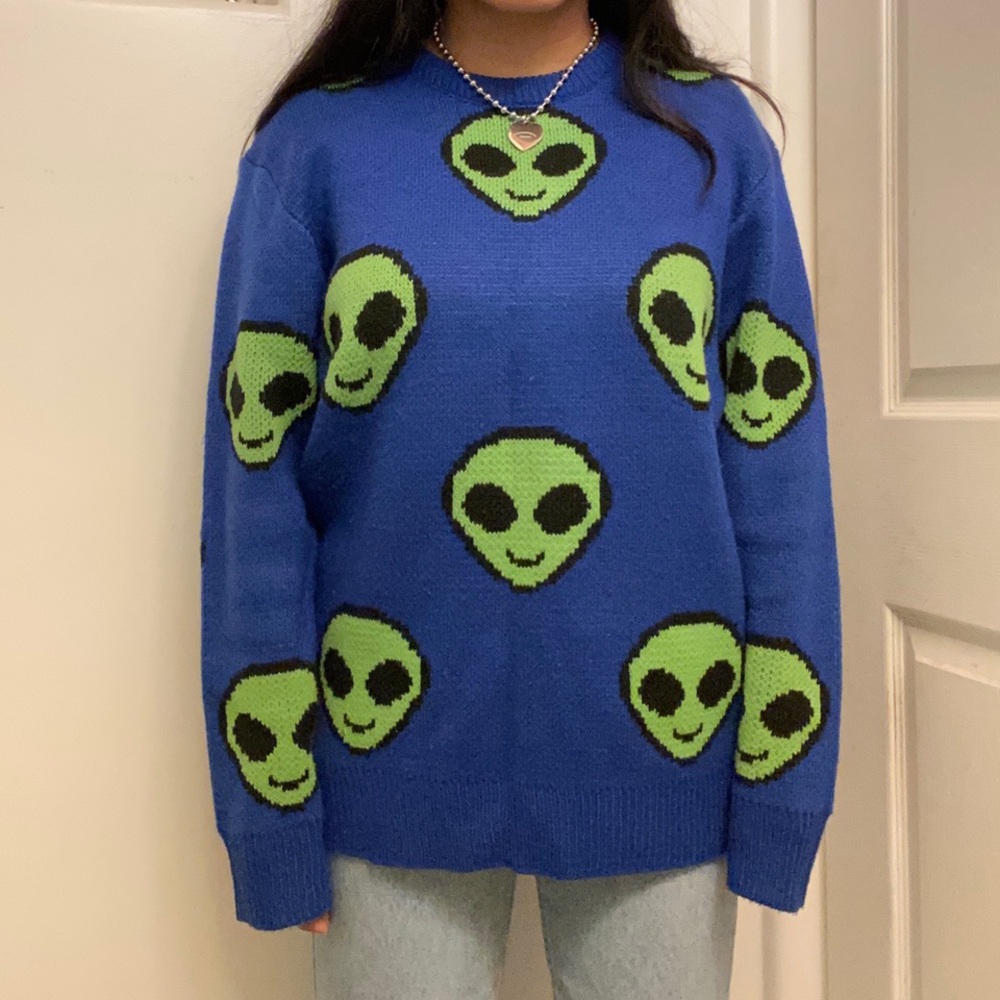 forever 21 cobalt blue oversized knit sweater